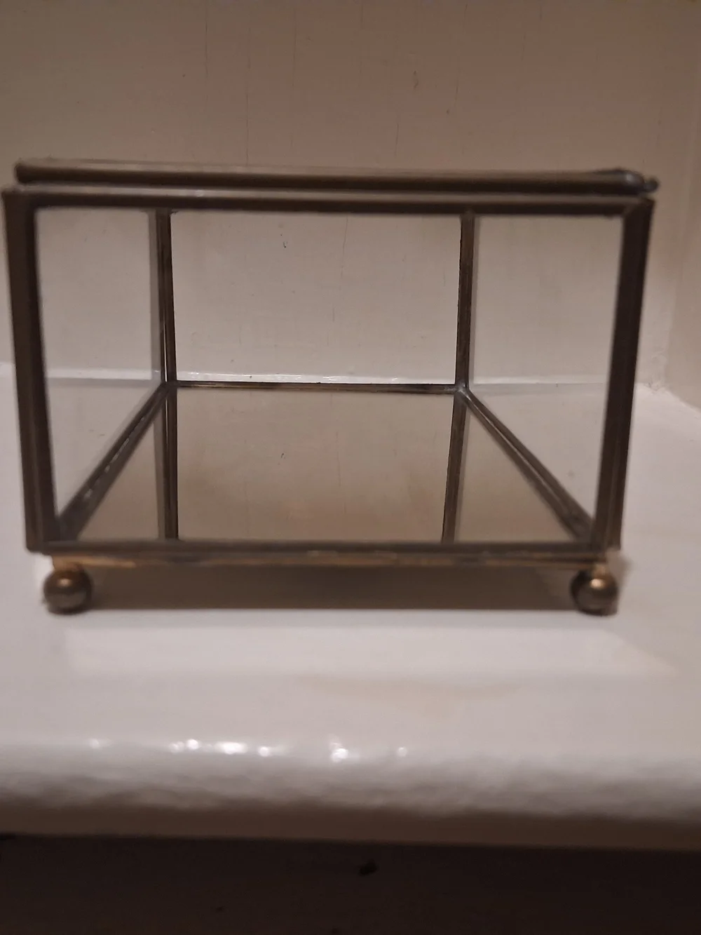 Vintage Brass & Stained Glass Jewelry Box